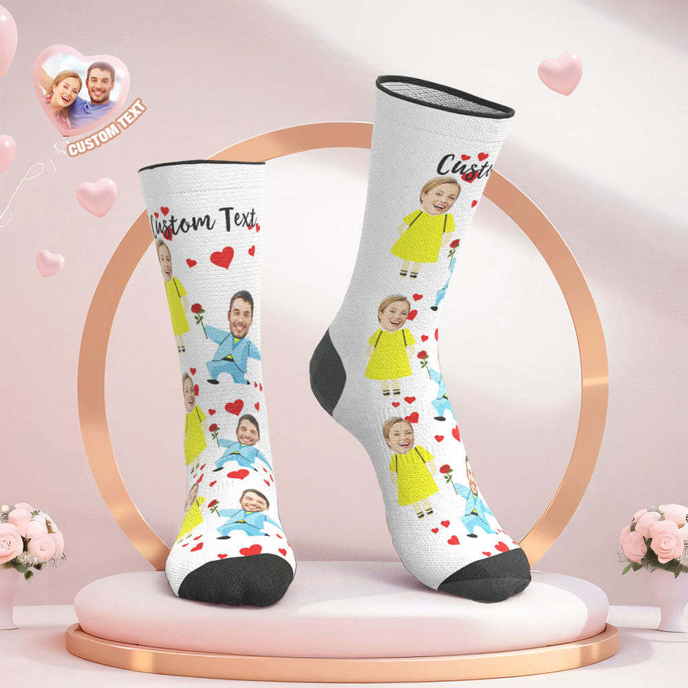 Custom Face Wedding Socks Heart Socks Proposal - My Photo Socks AU