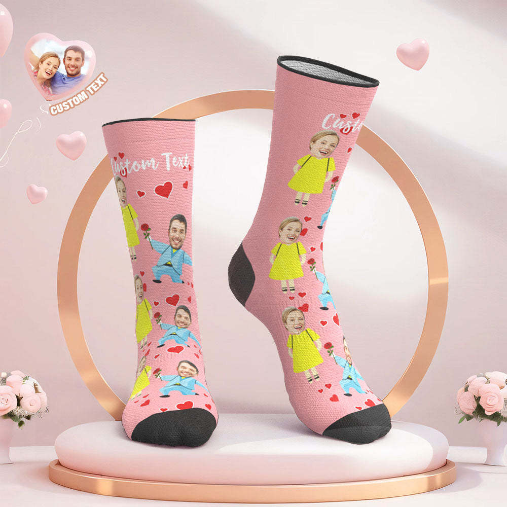 Custom Face Wedding Socks Heart Socks Proposal - My Photo Socks AU