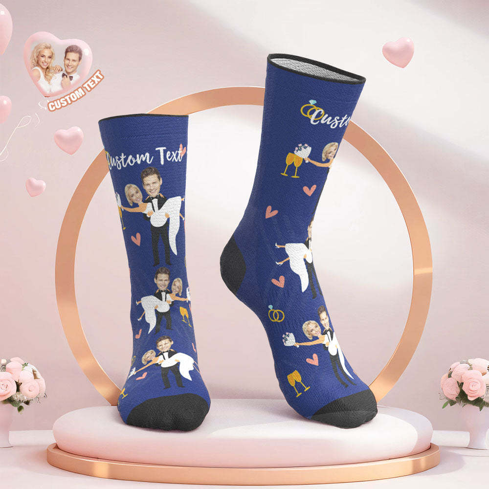 Custom Face Wedding Socks Couple Face Hug Love Socks - My Photo Socks AU