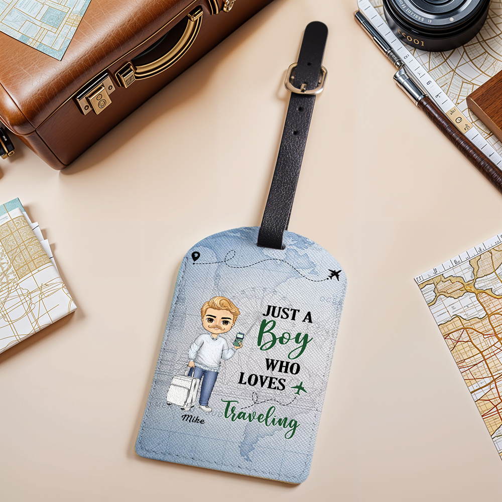 Personalized Luggage Tag Just A Girl Boy Who Loves Traveling Gift For Traveling Lovers - MyPhotoSocksAu