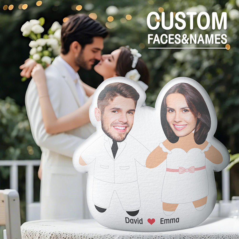 Custom Photo Face Cut Out Wedding Couple Gift Personalized Custom Shaped Pillow Valentine Gift For Couple - MyPhotoSocksAu