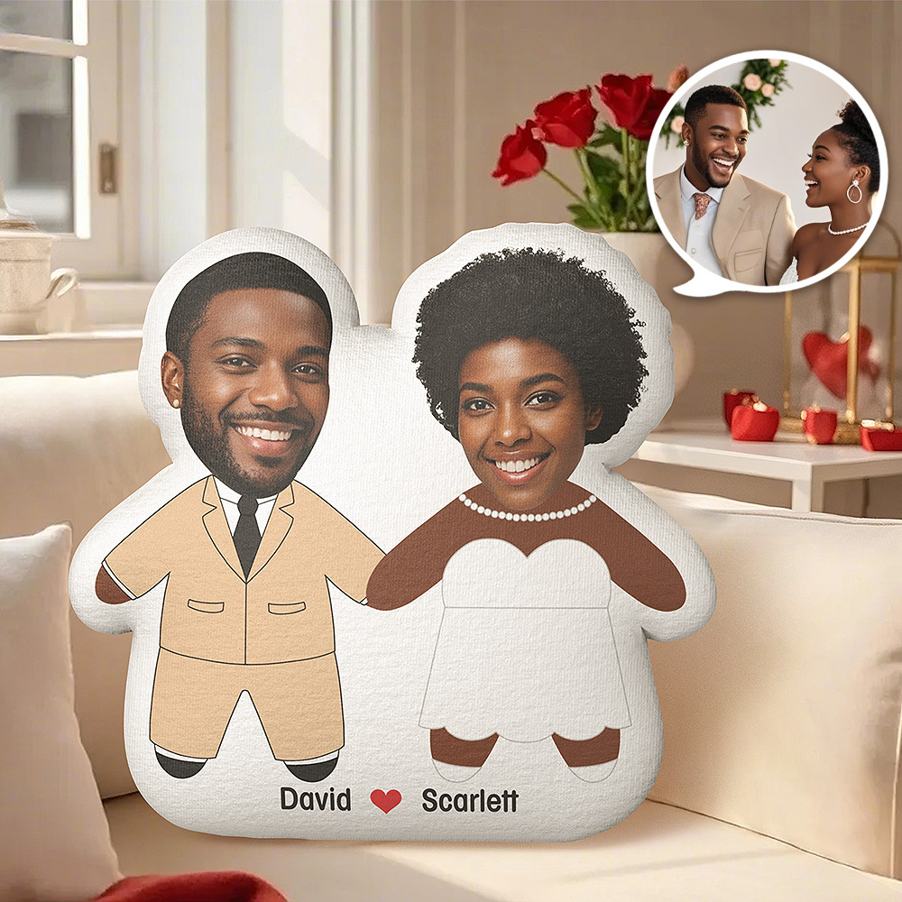 Custom Photo Face Cut Out Wedding Couple Gift Personalized Custom Shaped Pillow Valentine Gift For Couple - MyPhotoSocksAu