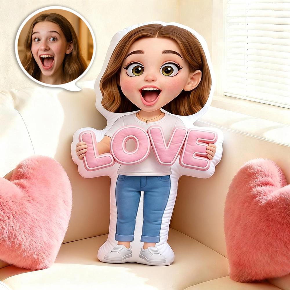 Valentine's Day Gifts Custom Face Pillow Personalized Photo Pillow Best Girlfriend Minime Pillow  Minime Doll Anime Style - MyPhotoSocksAu
