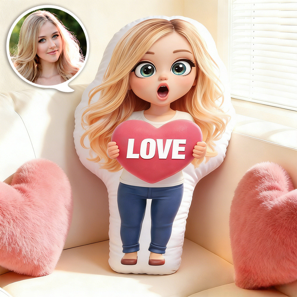 Valentine's Day Gifts Custom Face Pillow Personalized Photo Pillow Best Girlfriend Minime Pillow  Minime Doll Anime Style - MyPhotoSocksAu