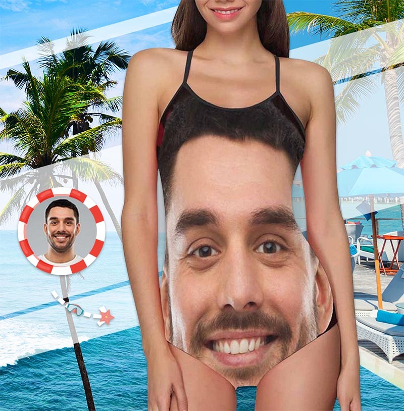 Custom Face Matching Couples Swimsuits Face Couples Swimwear Gift for Lovers - My Photo Socks AU