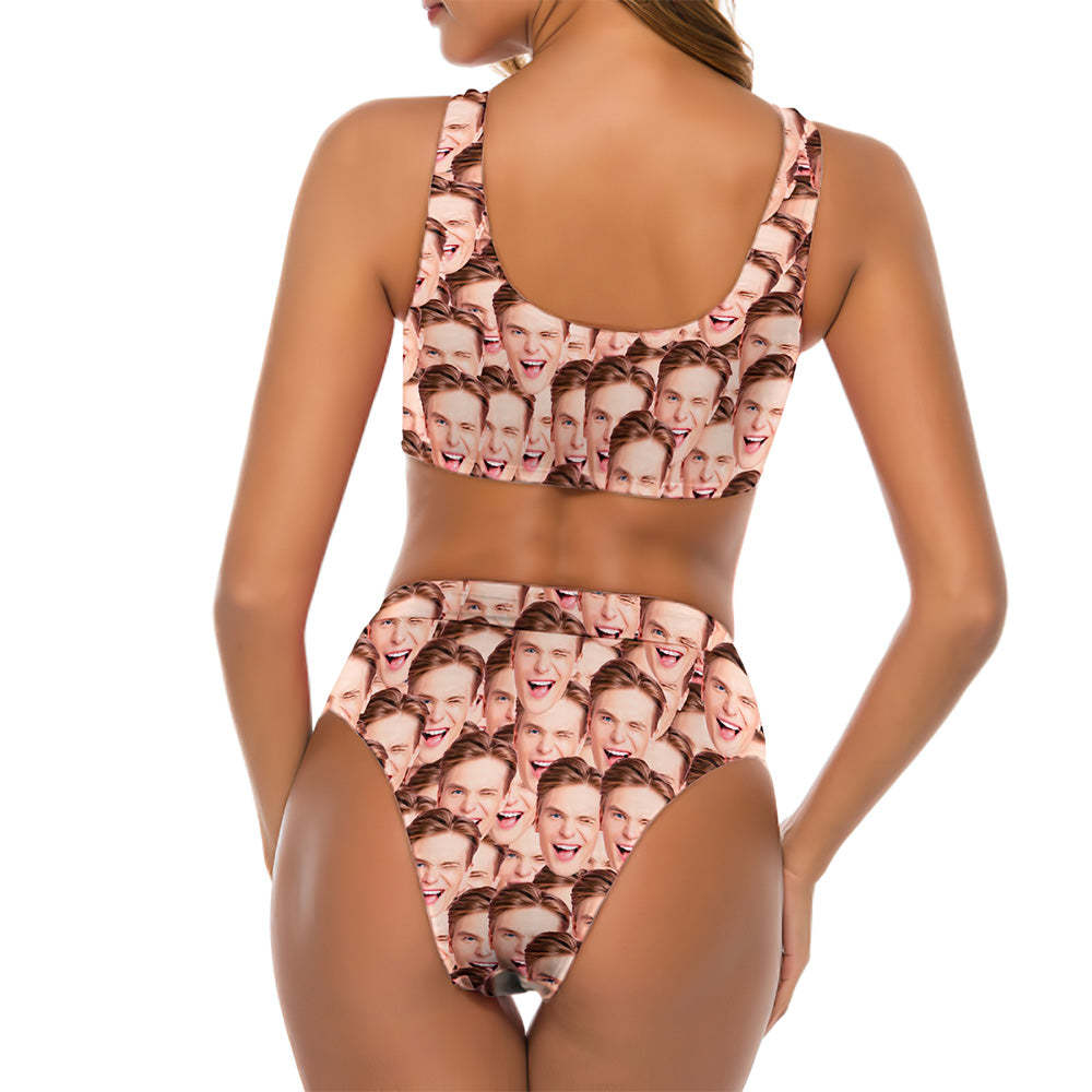 Custom Face Bikini Face Mash Women's Two-Piece Swimsuit - My Photo Socks AU