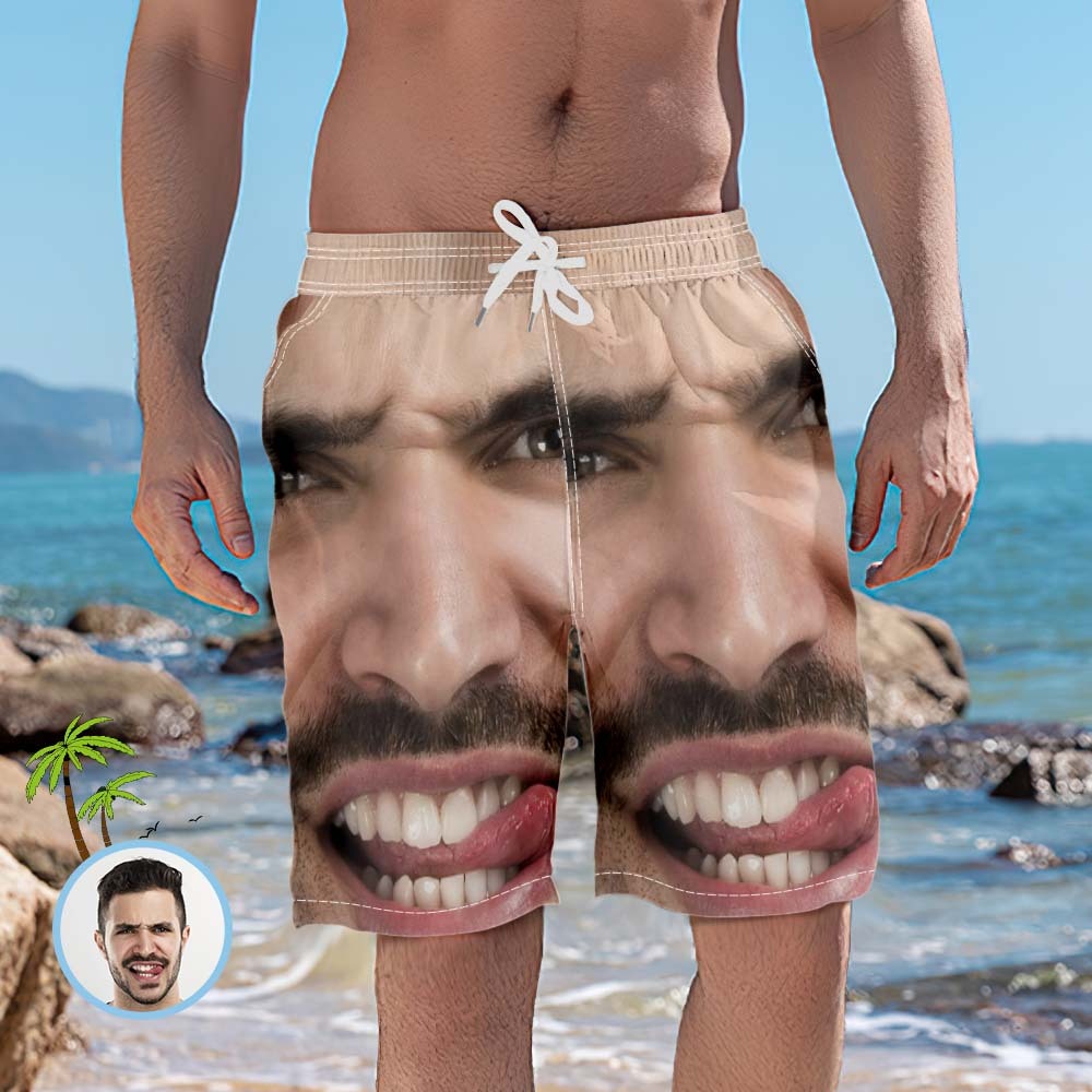 Custom Face Matching Couples Swimsuits Face Couples Swimwear Gift for Lovers - My Photo Socks AU