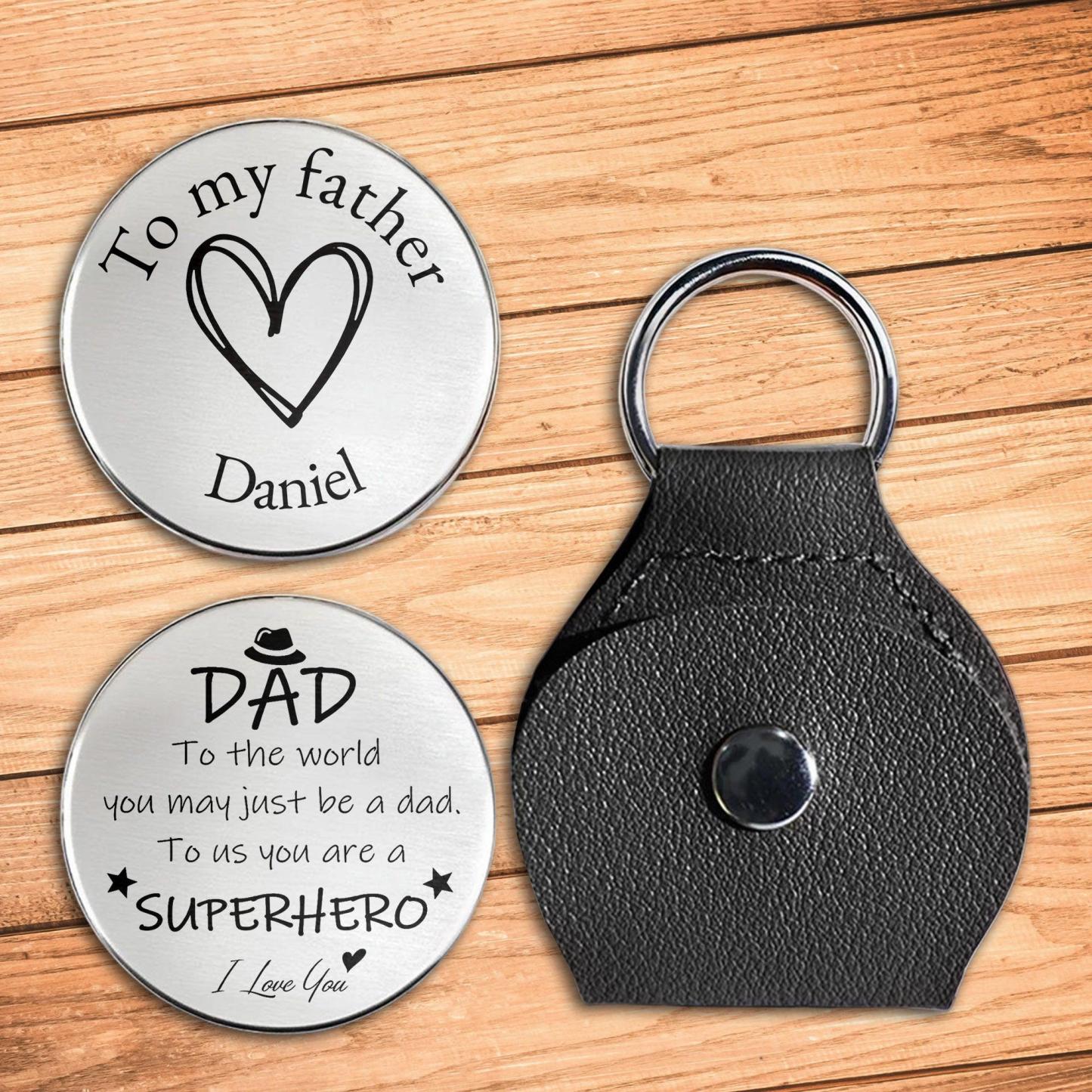 To My Father To Us You Are A Superhero Heart And Stars - Personalized Custom Pocket Hug - MyPhotoSocksAu
