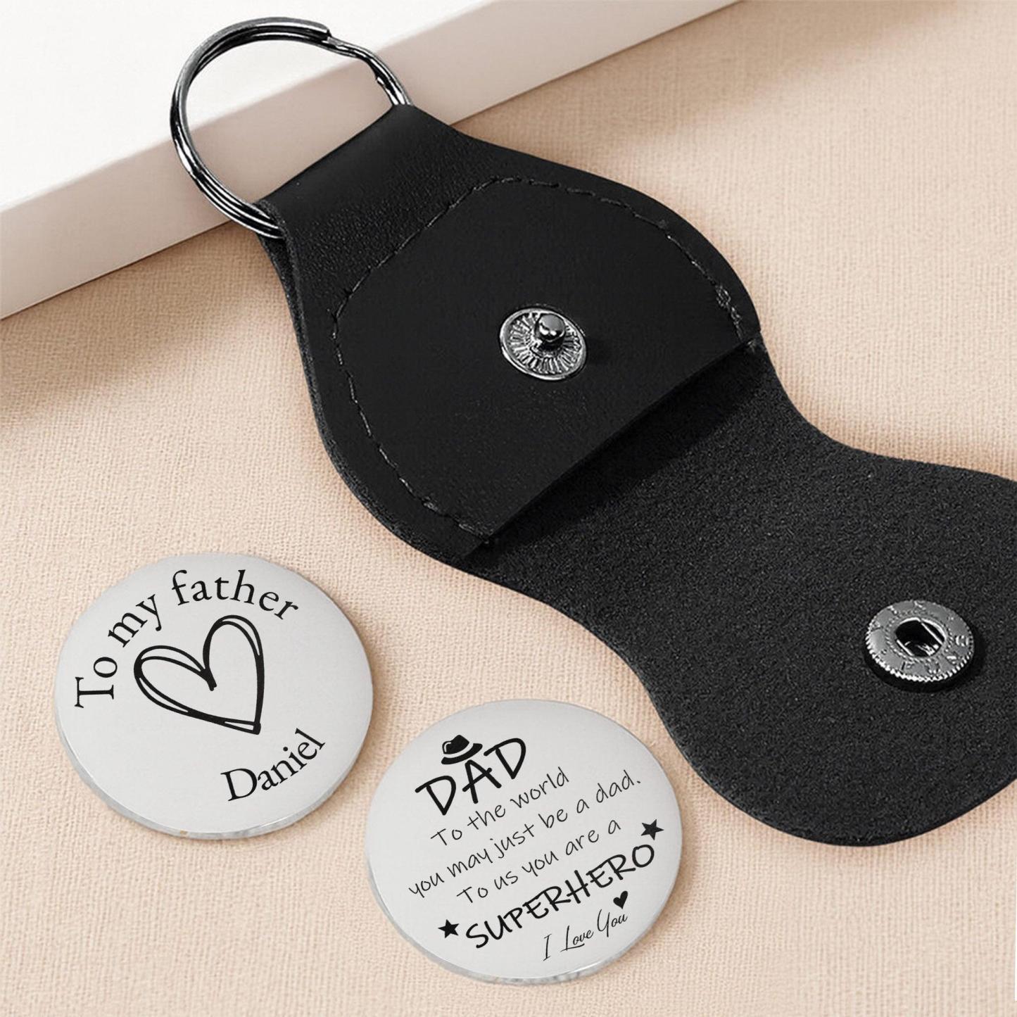 To My Father To Us You Are A Superhero Heart And Stars - Personalized Custom Pocket Hug - MyPhotoSocksAu