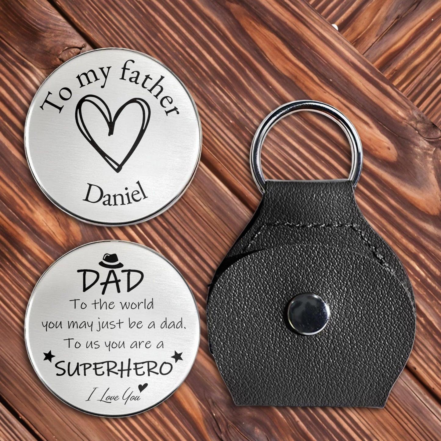 To My Father To Us You Are A Superhero Heart And Stars - Personalized Custom Pocket Hug - MyPhotoSocksAu