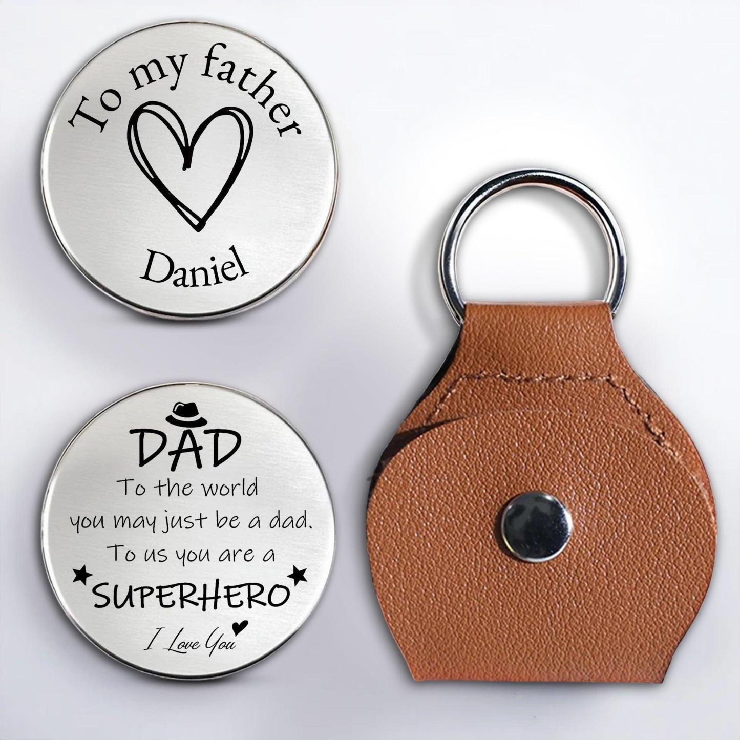 To My Father To Us You Are A Superhero Heart And Stars - Personalized Custom Pocket Hug - MyPhotoSocksAu