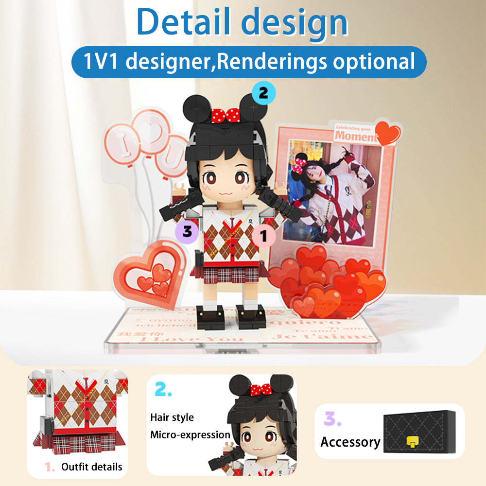 Surprise Gifts with Two Duddu Brick Figures Customized photo Duddu Brick Figuress, handmade DIY birthday and Valentine's Day gifts for girls. - MyPhotoSocksAu
