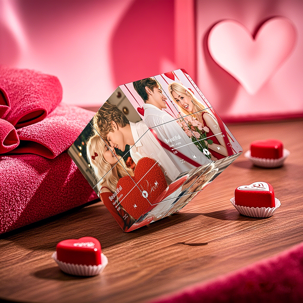Infinity Photo Cube Custom Photo and Song Name Folding Photo Rubic's Cube Valentine's Day Gifts for Couple - MyPhotoSocksAu