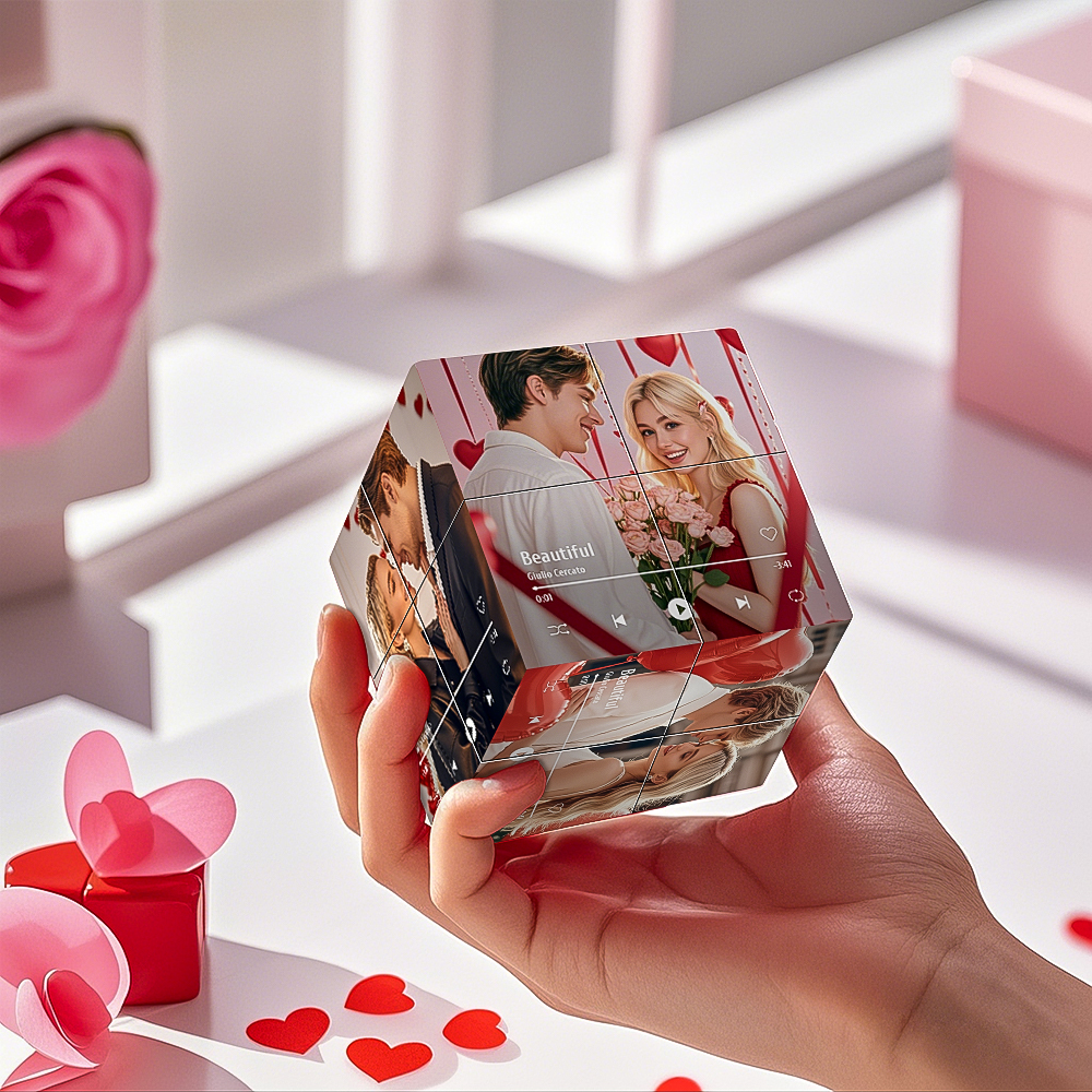 Infinity Photo Cube Custom Photo and Song Name Folding Photo Rubic's Cube Valentine's Day Gifts for Couple - MyPhotoSocksAu