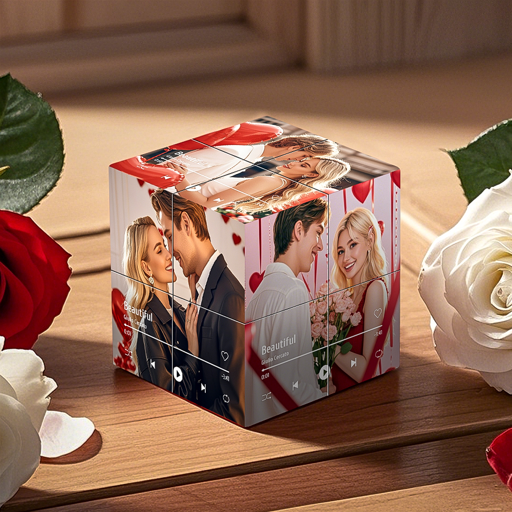 Infinity Photo Cube Custom Photo and Song Name Folding Photo Rubic's Cube Valentine's Day Gifts for Couple - MyPhotoSocksAu