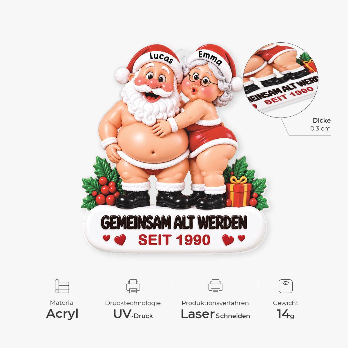 Personalized Couple Christmas Ornament - 'Growing Old Together Since' Acrylic Hanging Decor for Tree - MyPhotoSocksAu
