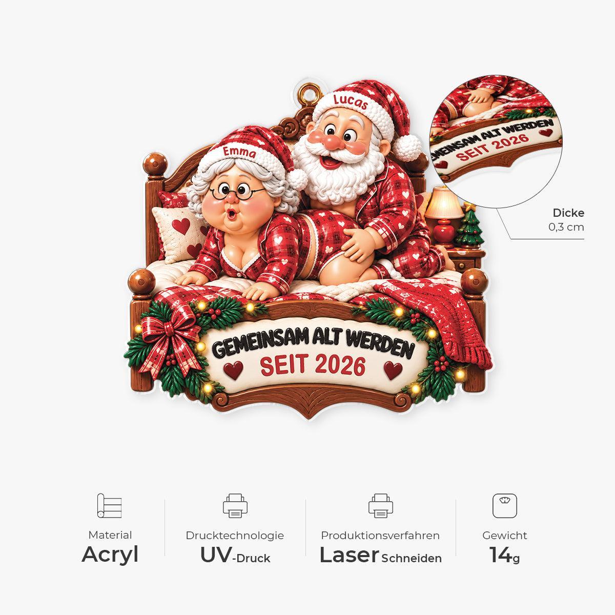 Personalized Couple in Bed Christmas Ornament – 'Growing Old Together Since ' for Holiday Gift - MyPhotoSocksAu