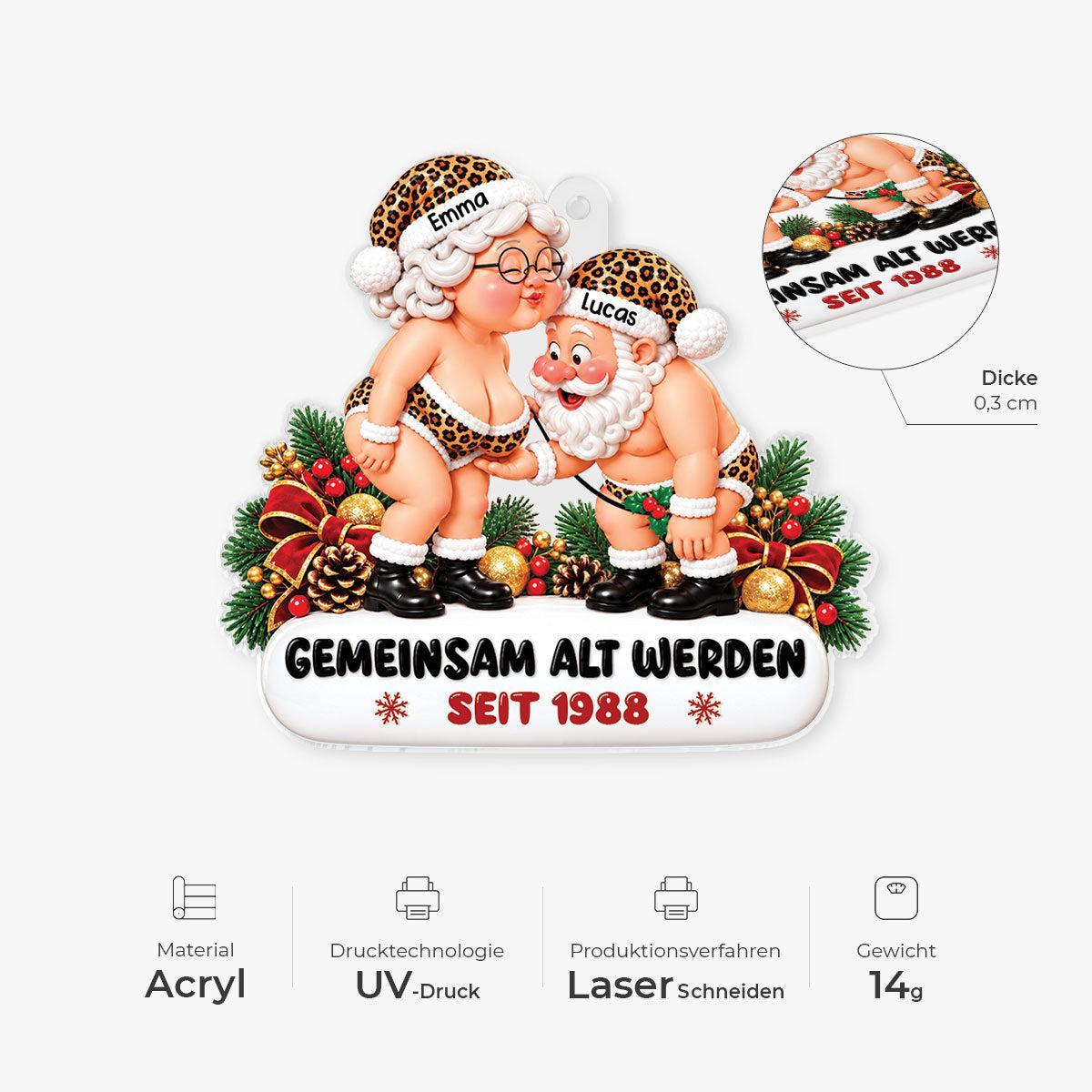 Personalized Couple Christmas Ornament 1988 Anniversary Gift – Leopard Print Santa & Mrs. Claus Figurine - MyPhotoSocksAu