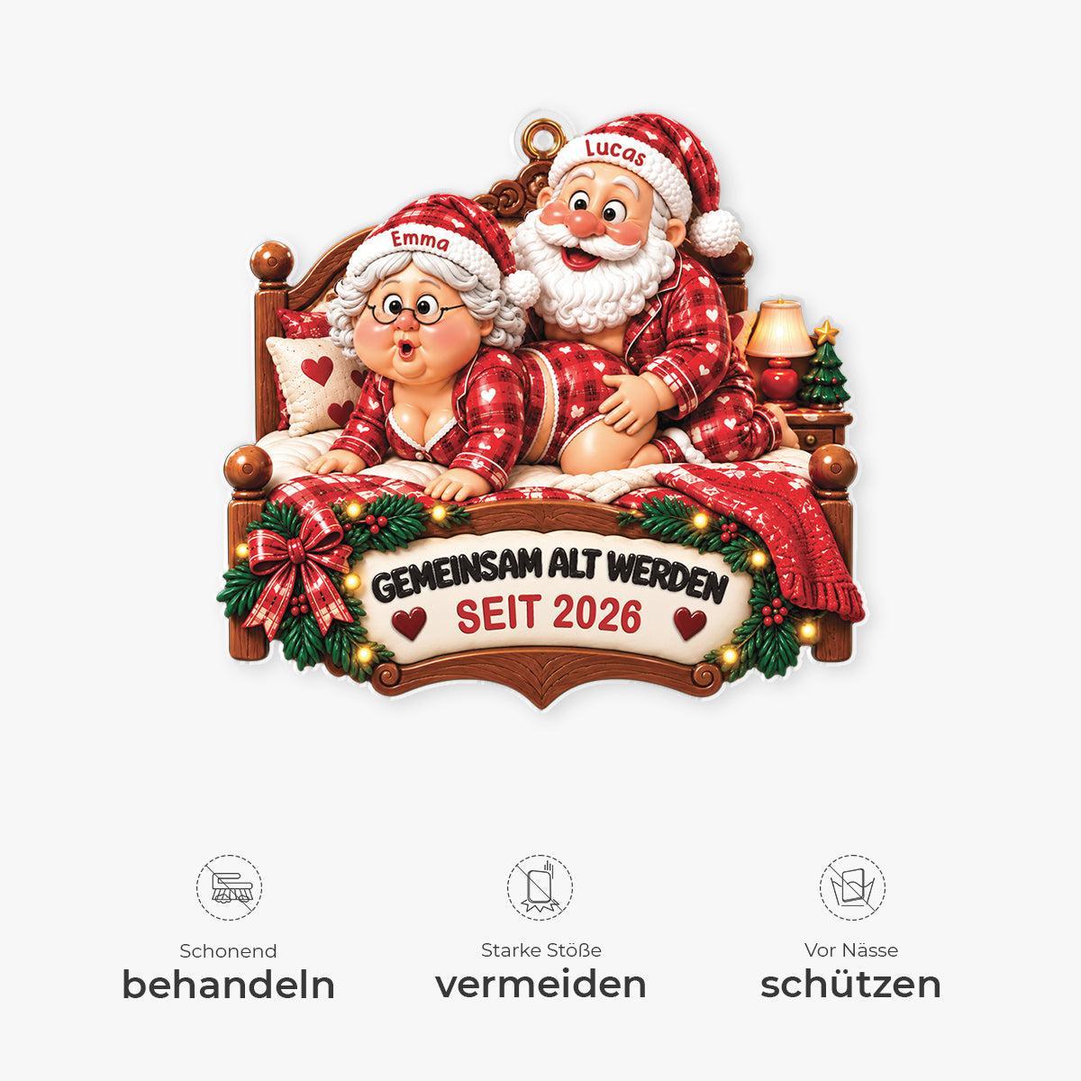 Personalized Couple in Bed Christmas Ornament – 'Growing Old Together Since ' for Holiday Gift - MyPhotoSocksAu