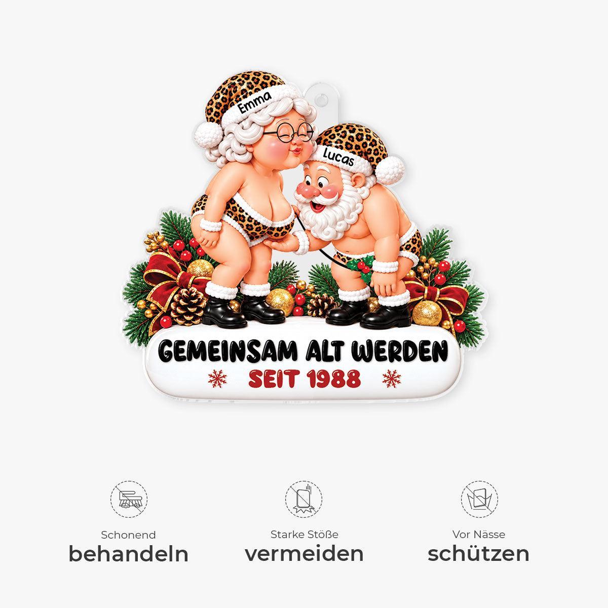 Personalized Couple Christmas Ornament 1988 Anniversary Gift – Leopard Print Santa & Mrs. Claus Figurine - MyPhotoSocksAu