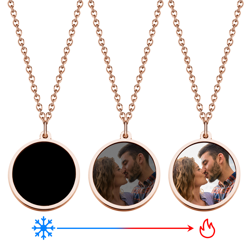 Personalised PhotoTemperature-Sensitivel Color-Changing Heart Necklace Photo Gift Necklace for Lover - MyPhotoSocksAu