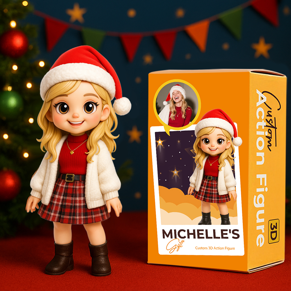 Create Your Own 3D Christmas Action Figure Custom Desk Buddy Personalized Holiday Gift Idea - MyPhotoSocksAu