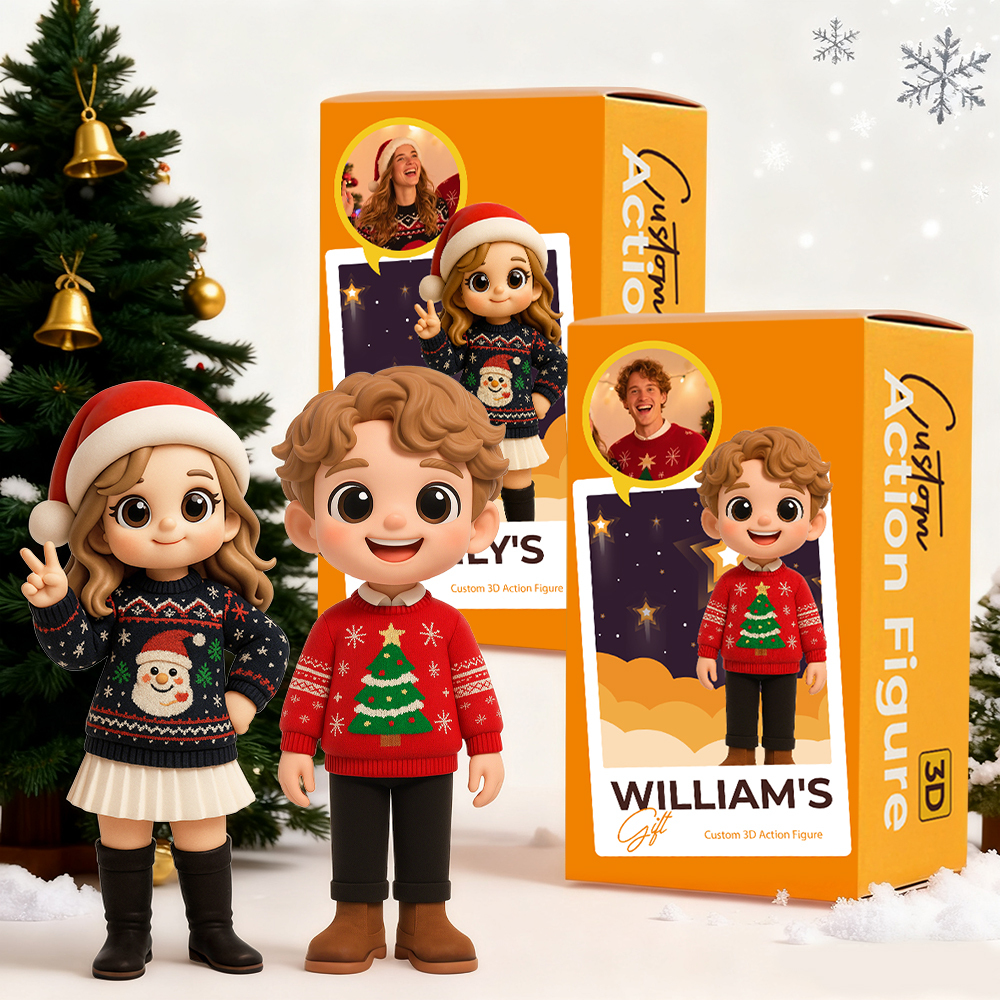 Create Your Own 3D Christmas Action Figure Custom Desk Buddy Personalized Holiday Gift Idea - MyPhotoSocksAu