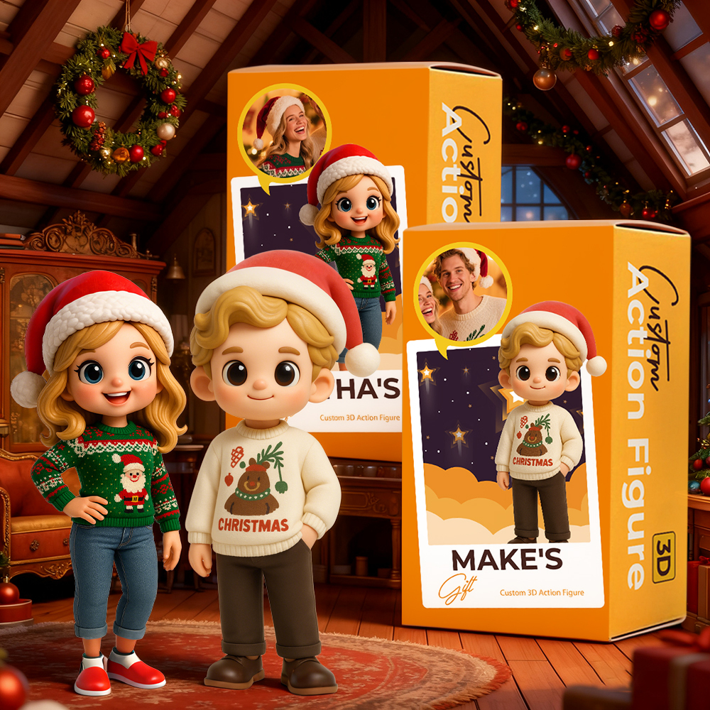 Create Your Own 3D Christmas Action Figure Custom Desk Buddy Personalized Holiday Gift Idea - MyPhotoSocksAu