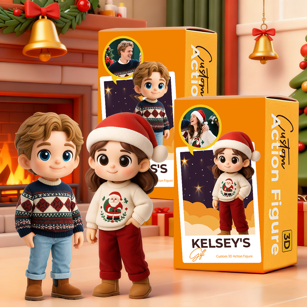 Create Your Own 3D Christmas Action Figure Custom Desk Buddy Personalized Holiday Gift Idea - MyPhotoSocksAu