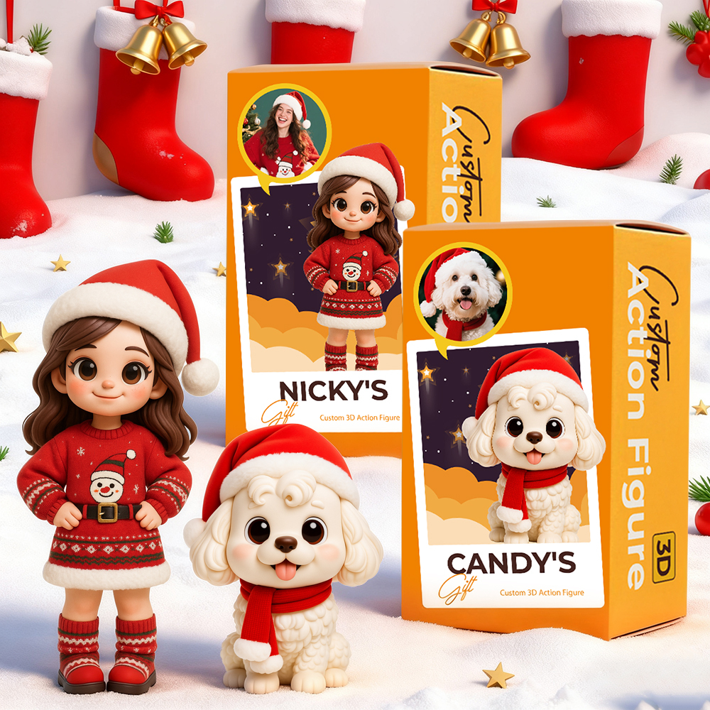 Create Your Own 3D Christmas Action Figure Custom Desk Buddy Personalized Holiday Gift Idea - MyPhotoSocksAu