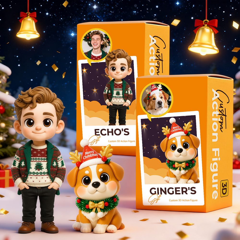 Create Your Own 3D Christmas Action Figure Custom Desk Buddy Personalized Holiday Gift Idea - MyPhotoSocksAu