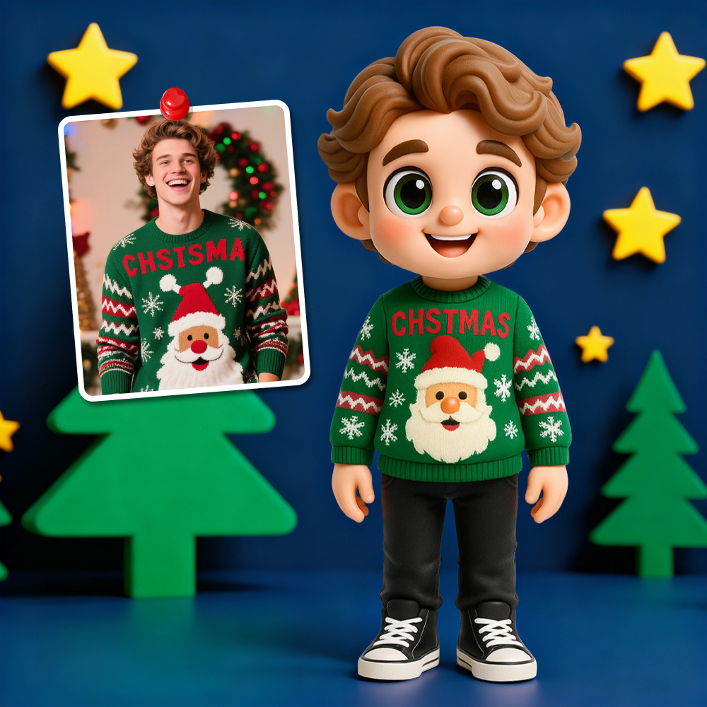 Create Your Own 3D Christmas Action Figure Custom Desk Buddy Personalized Holiday Gift Idea - MyPhotoSocksAu