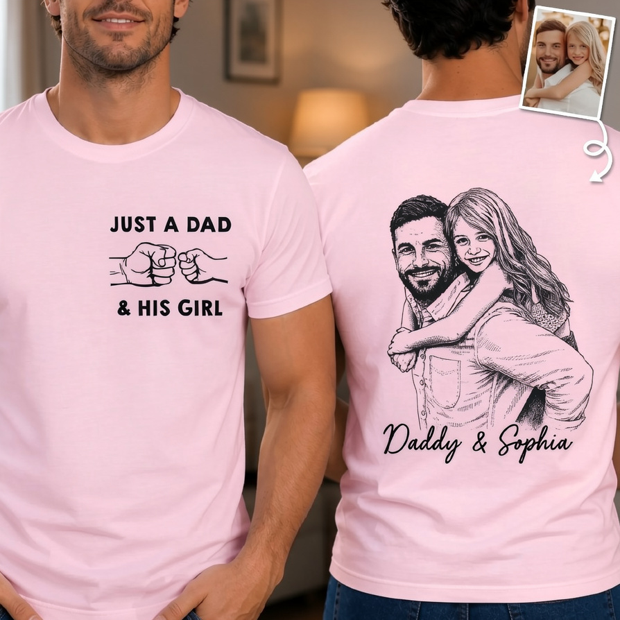 Custom Photo Unisex T-shirt - Personalized Father's Day Birthday Gifts For Dad, Grandpa - Forever My Hero - MyPhotoSocksAu