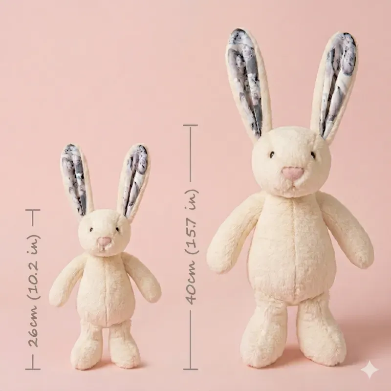 Custom Photo Bunny Plush – Personalized Hidden Ear Picture Bunny Gift for Couples Anniversary Mother's Day Gifts - MyPhotoSocksAu