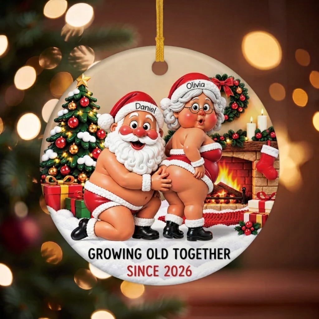 Personalized Santa Couple Ornament - Funny Christmas Tree Decor for Couples - MyPhotoSocksAu
