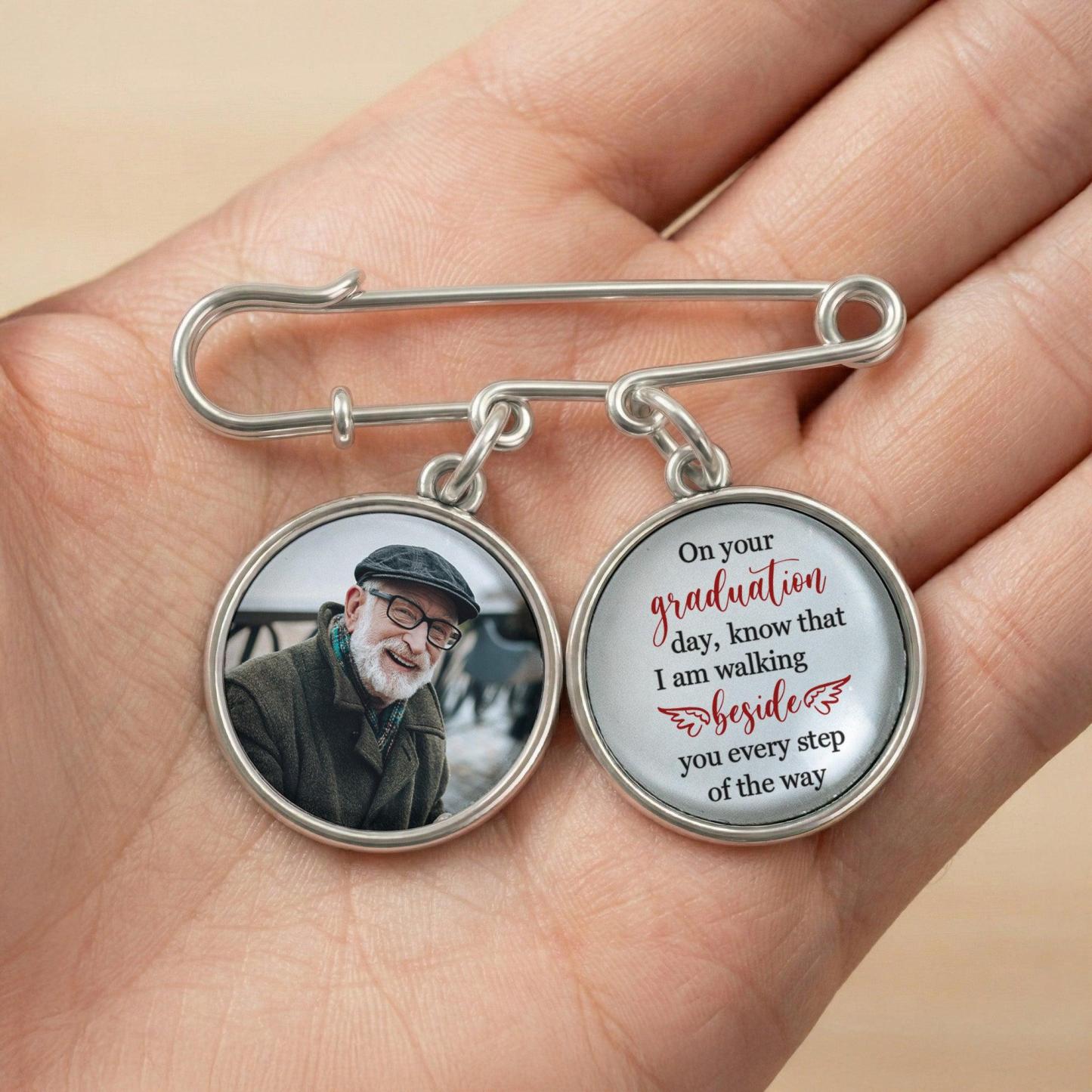 Graduation Walking Beside You Every Step - Personalized Lapel Pin With Photo Charms - MyPhotoSocksAu