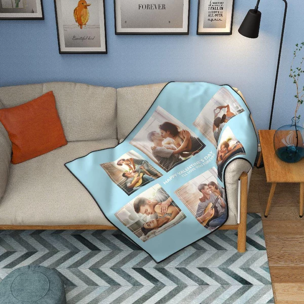 Personalized Perfect Love with 6 Photos Fleece Custom Blanket - MyPhotoSocksAU