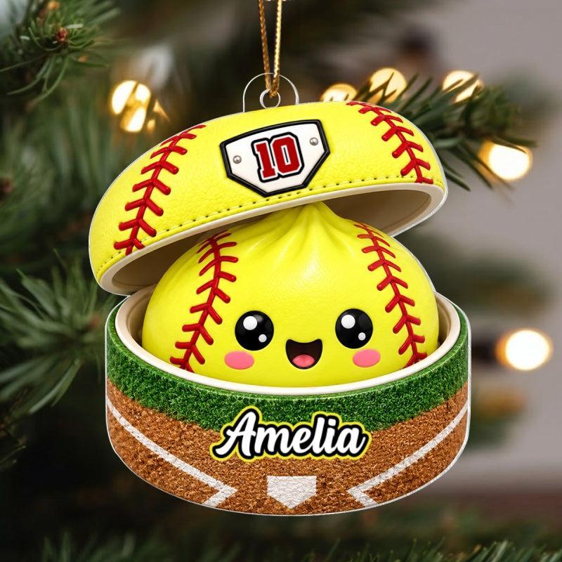 Custom Ball Games Dumpling Squishy Style - Personalized Acrylic Ornament - Christmas Gift for Daughter, Son, Grandkids - MyPhotoSocksAu