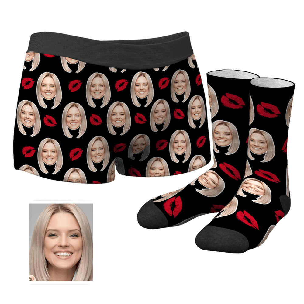 Custom Kiss Boxer Shorts And Socks Set - MyPhotoSocksAU