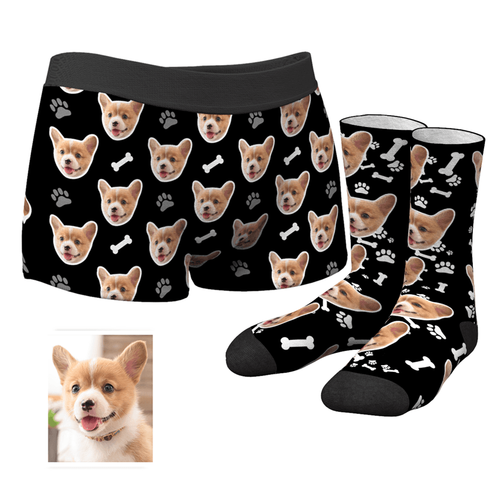 Custom Dog Boxer Shorts And Socks Set