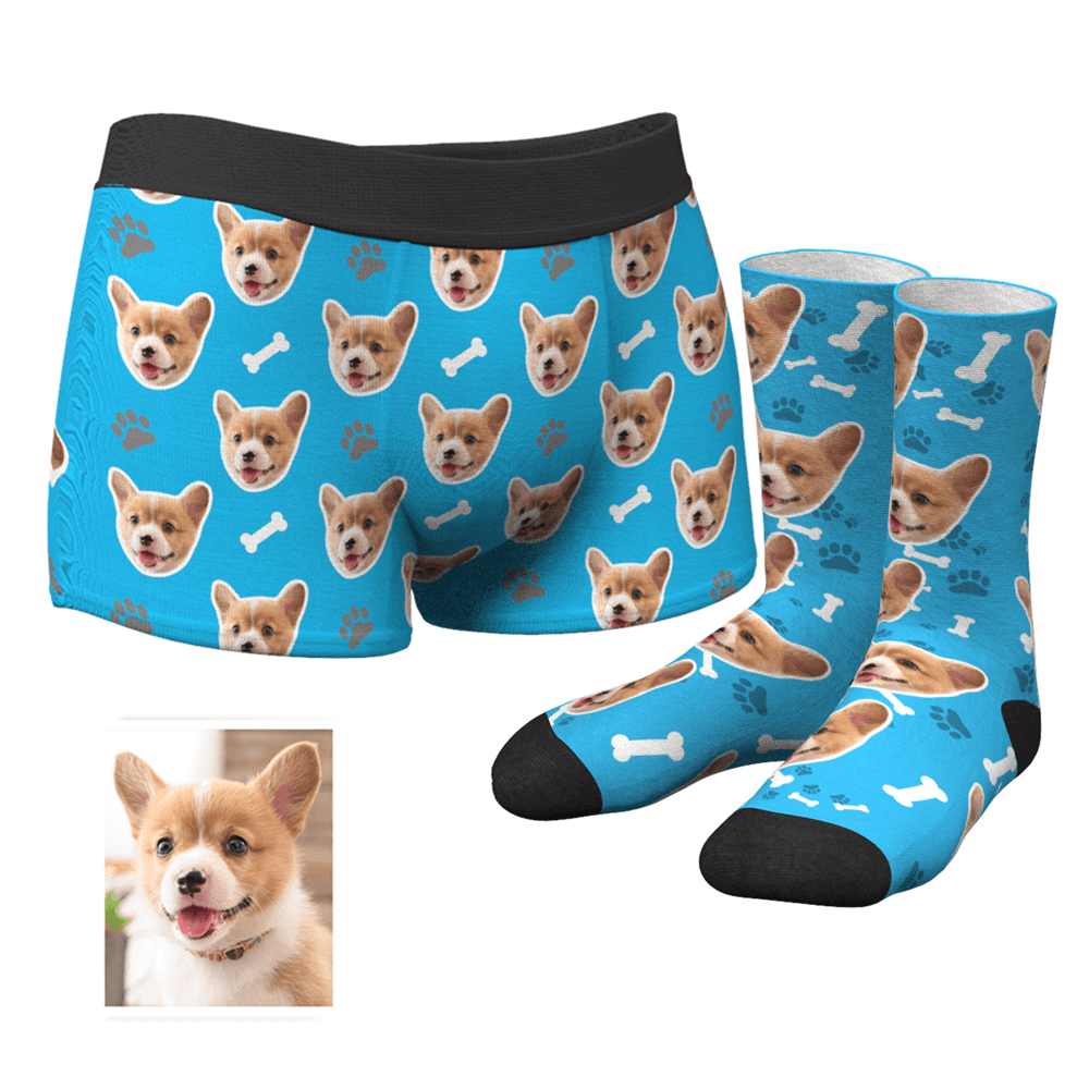 Custom Dog Boxer Shorts And Socks Set