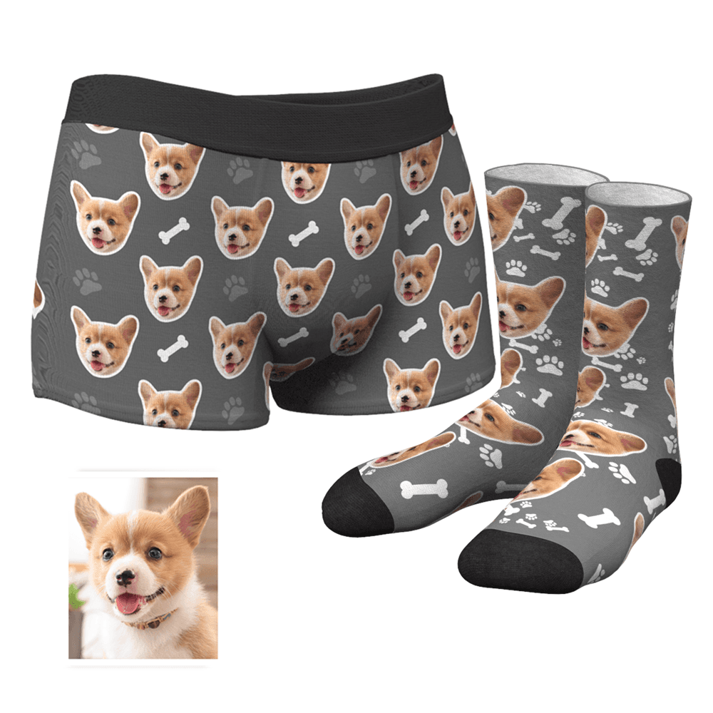Custom Dog Boxer Shorts And Socks Set - MyPhotoSocksAU