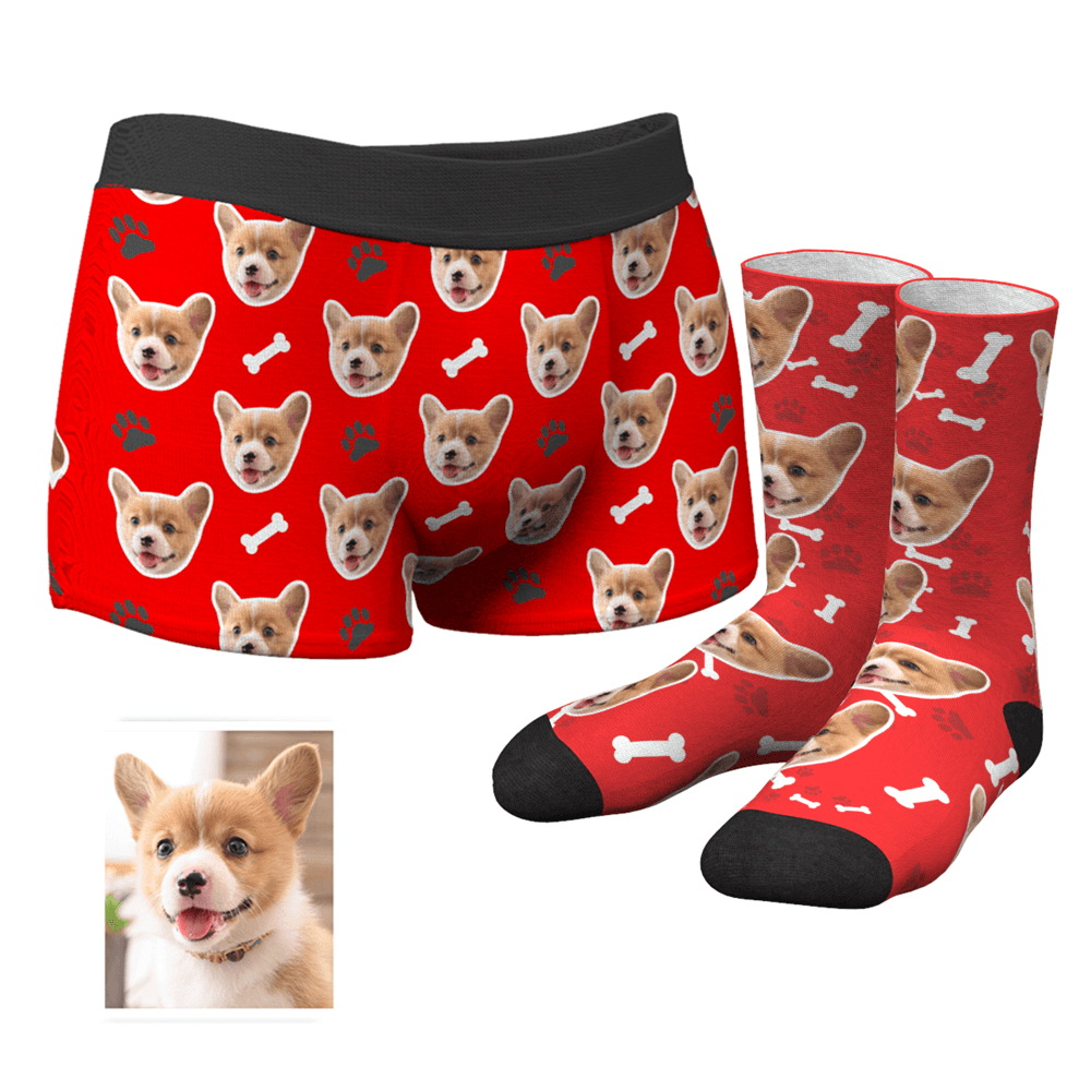 Custom Dog Boxer Shorts And Socks Set - MyPhotoSocksAU