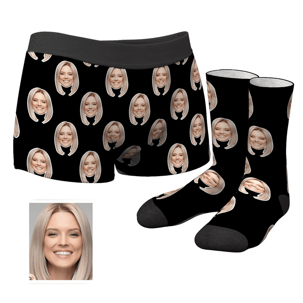 Custom Corlorful Face Boxer Shorts And Socks Set - MyPhotoSocksAU