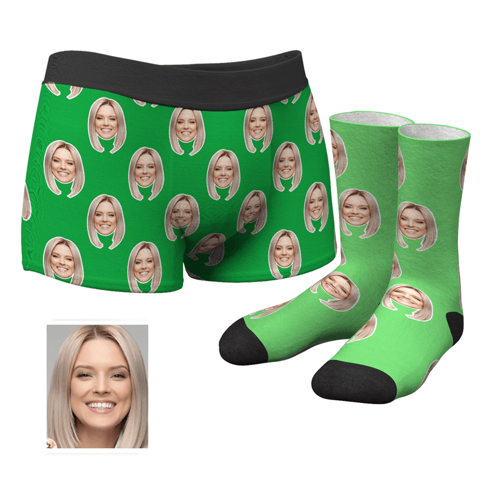 Custom Corlorful Face Boxer Shorts And Socks Set - MyPhotoSocksAU