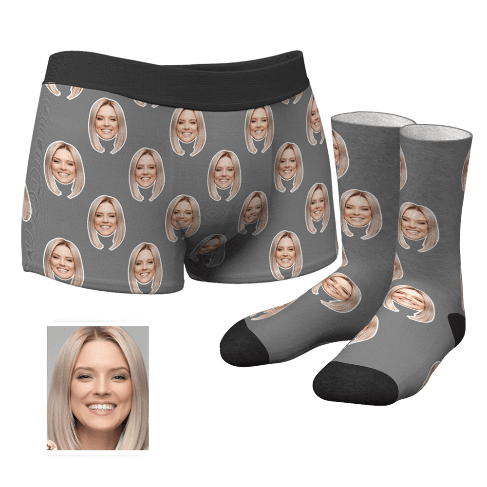 Custom Corlorful Face Boxer Shorts And Socks Set - MyPhotoSocksAU