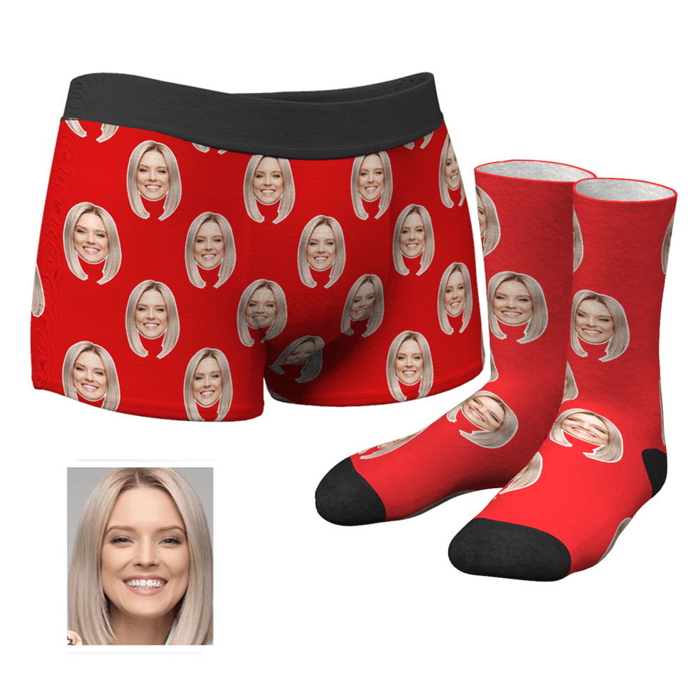 Custom Corlorful Face Boxer Shorts And Socks Set - MyPhotoSocksAU