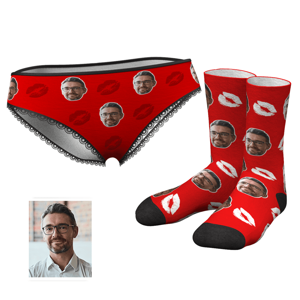 Custom Kiss Face Panties And Socks Set