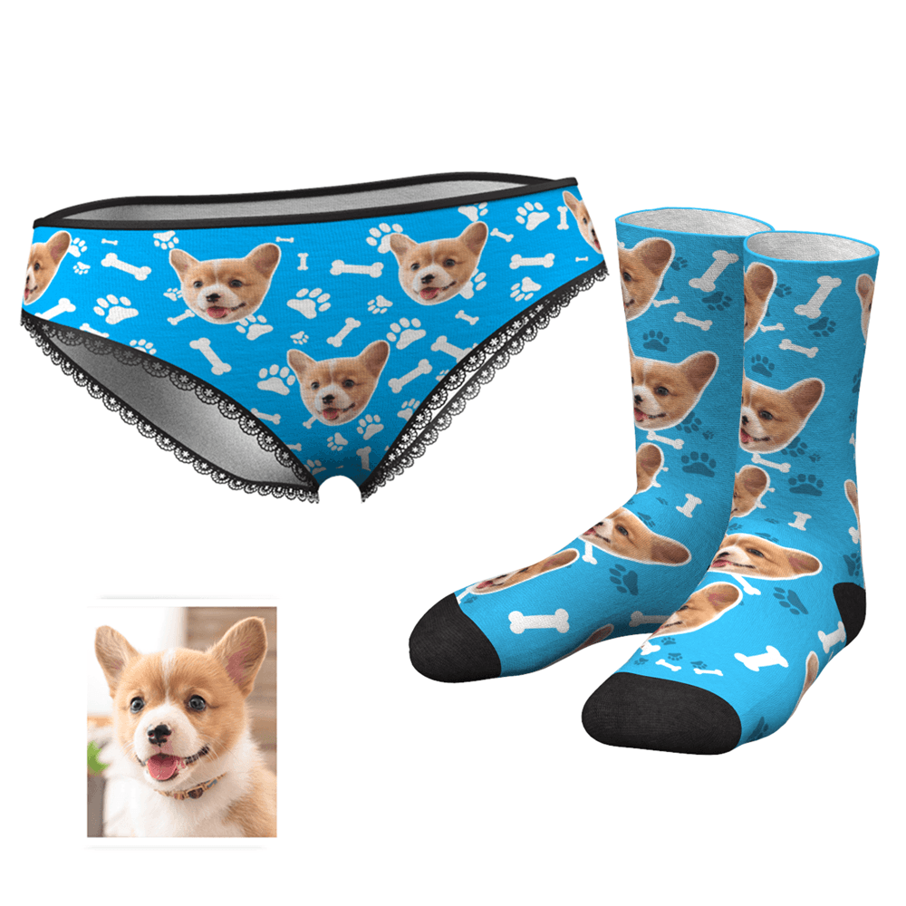 Custom Dog Face Panties And Socks Set - MyPhotoSocksAU