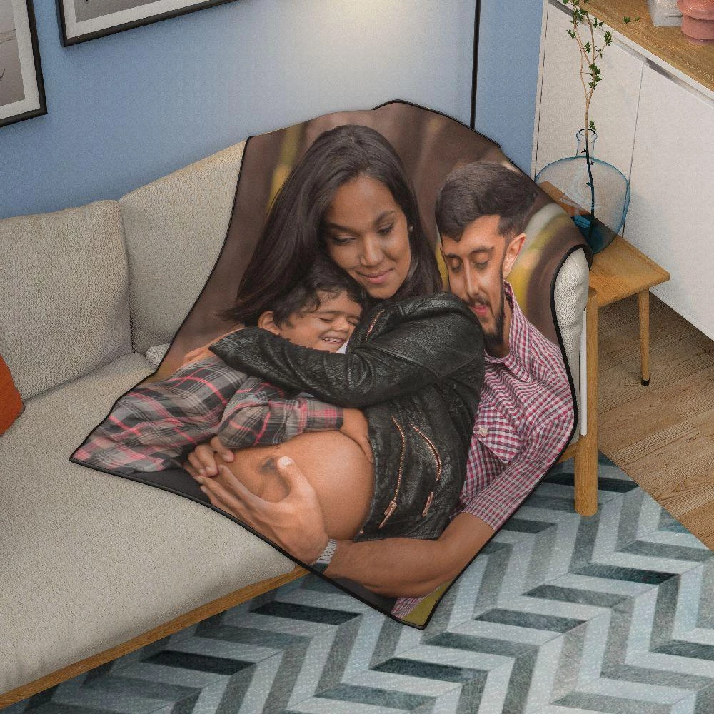 Personalized Family Photo Cover Whole Fleece Custom Blanket - MyPhotoSocksAU